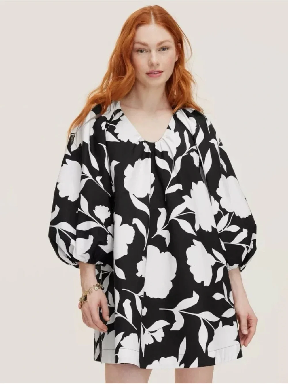 Kate Spade Floral Puff-Sleeve Dress